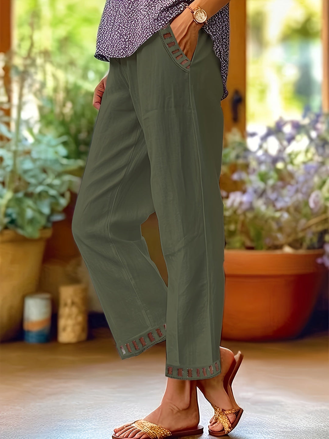 Wren – Relaxed Contrast Trim Cropped Pants